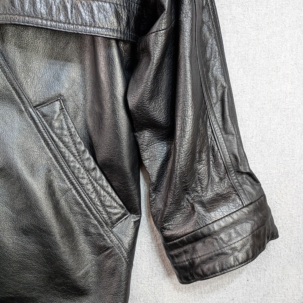 Vintage 90s Wilsons Leather Mens L Black Leather Jacket Oversized Bomber Grunge - Picture 9 of 16